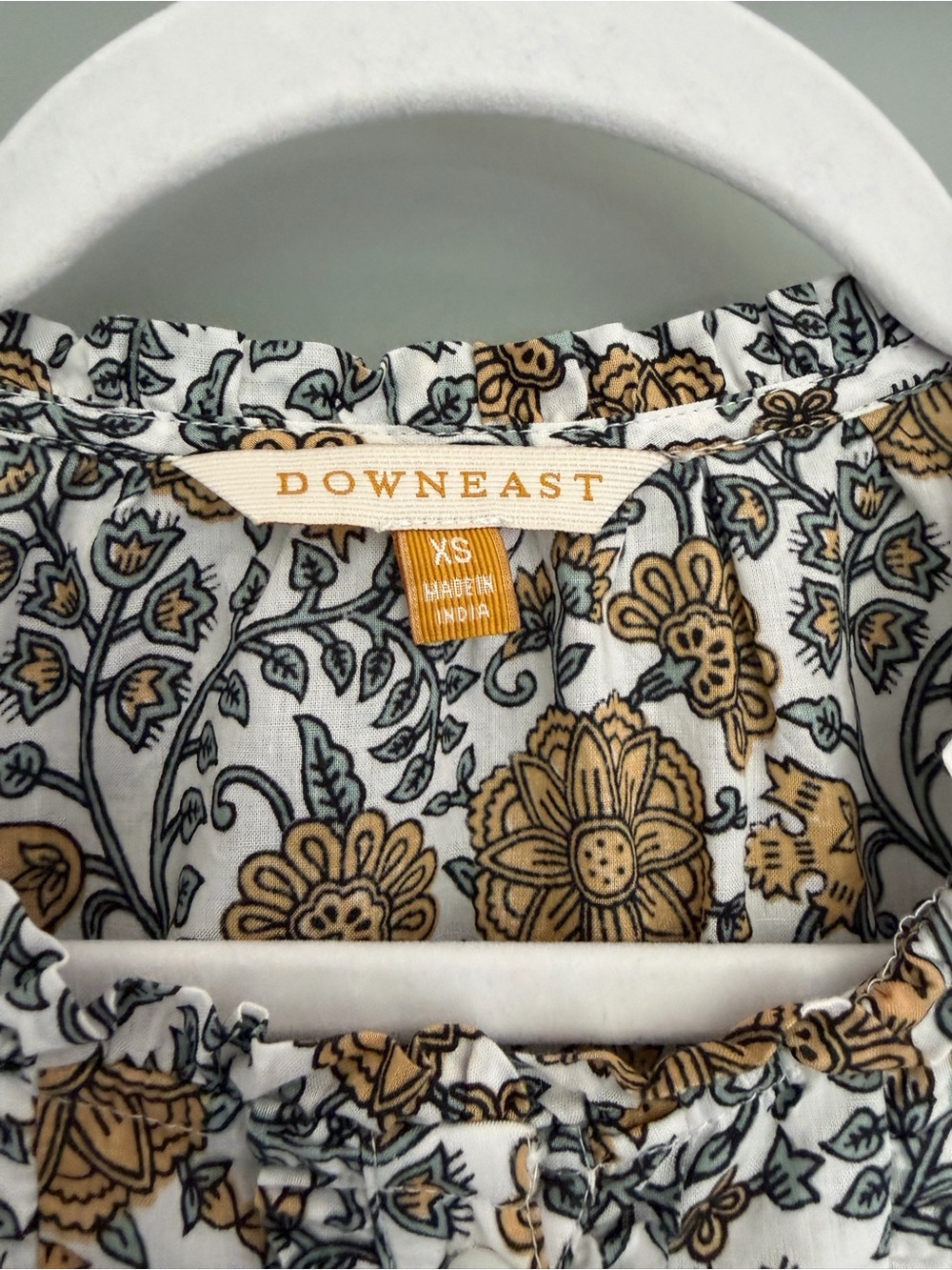 Downeast Boho Floral Print Puff Short Sleeve Button Down Blouse Top Cottagecore - Picture 10 of 12